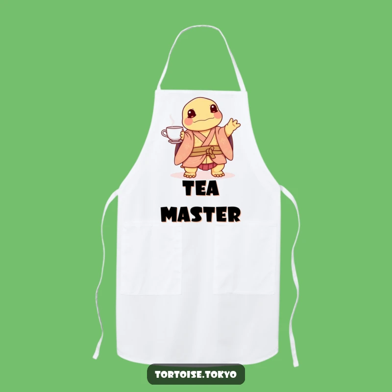 Funny Kawaii Tortoise Tea Set Apron: Cook with Playful, Humorous Style