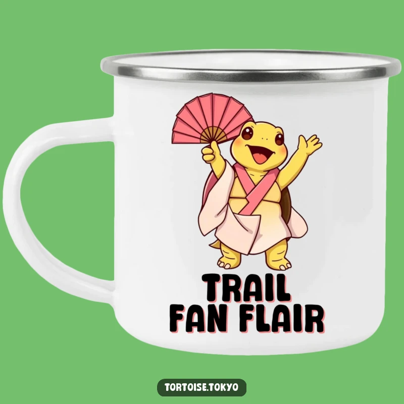 Funny Kawaii Tortoise Kimono Fan Camping Mug: Adventure with Humorous Style