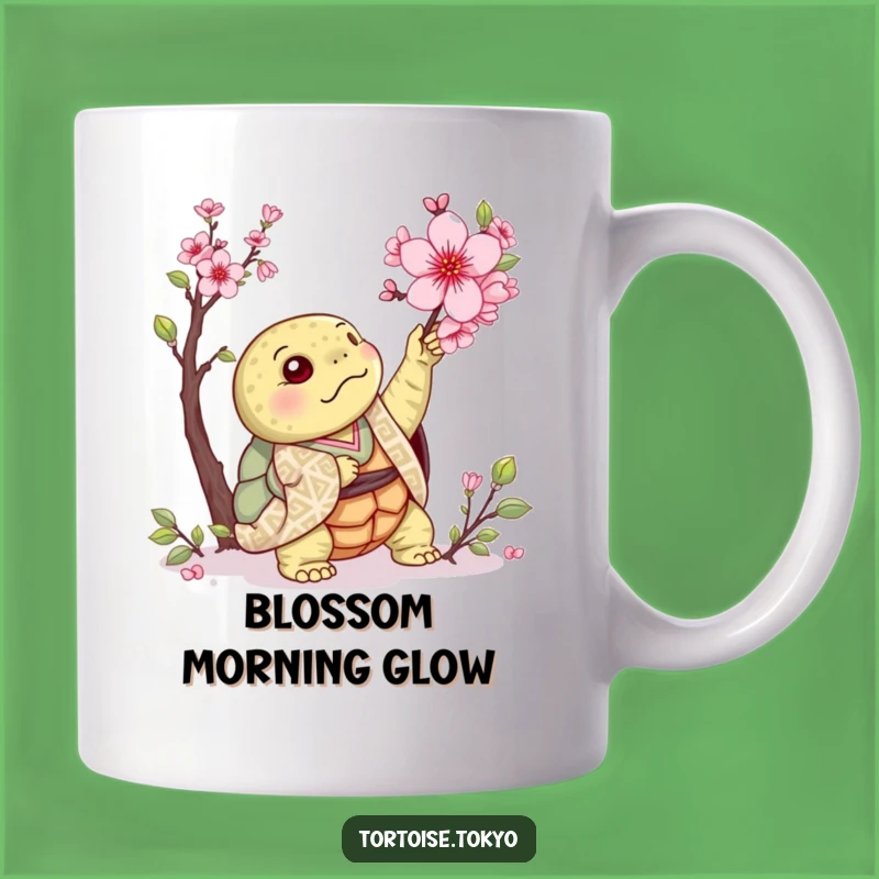 Funny Kawaii Tortoise Cherry Blossom Mug: Spring Joy for a Humorous Gift