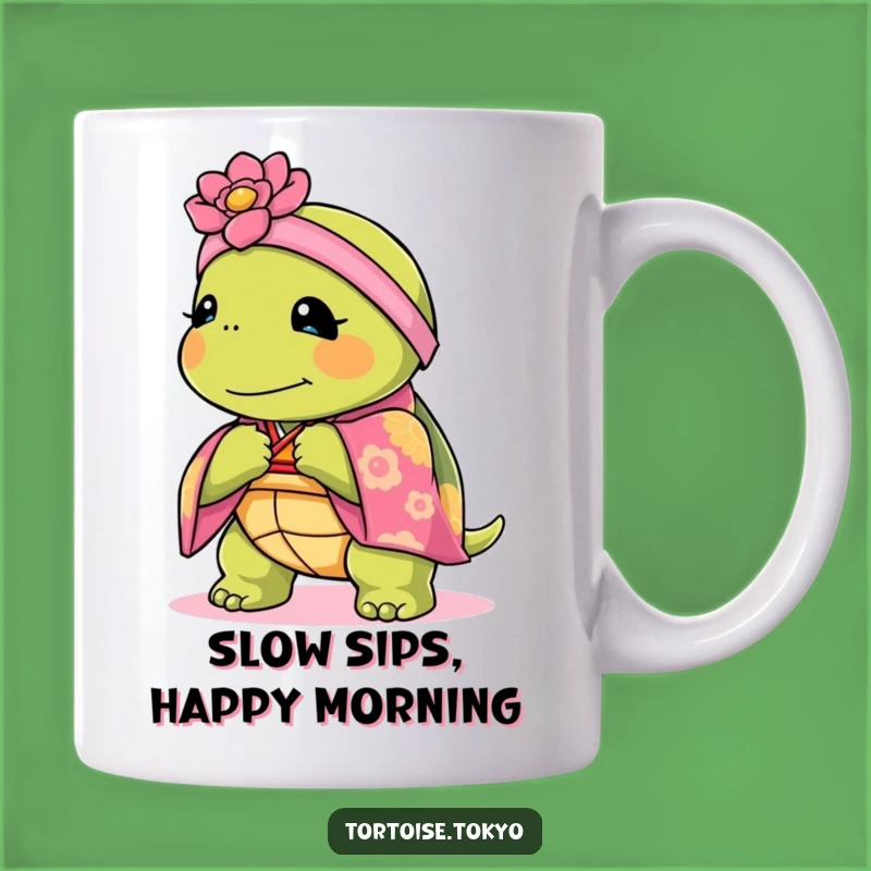 Elegant Funny Kawaii Tortoise Kimono Mug: Graceful Humor Gift