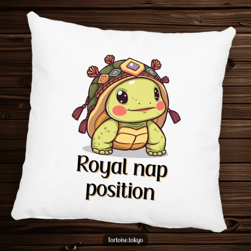 Funny Kawaii Tortoise Pillow: Soft pillow with a cute tortoise in headwear, peeking out, providing humorous comfort.