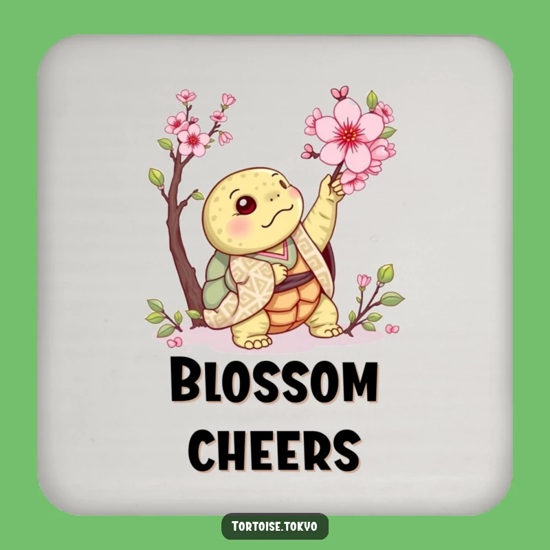 Funny Kawaii Tortoise Blossom Coasters: Protect Surfaces with Springtime Humor