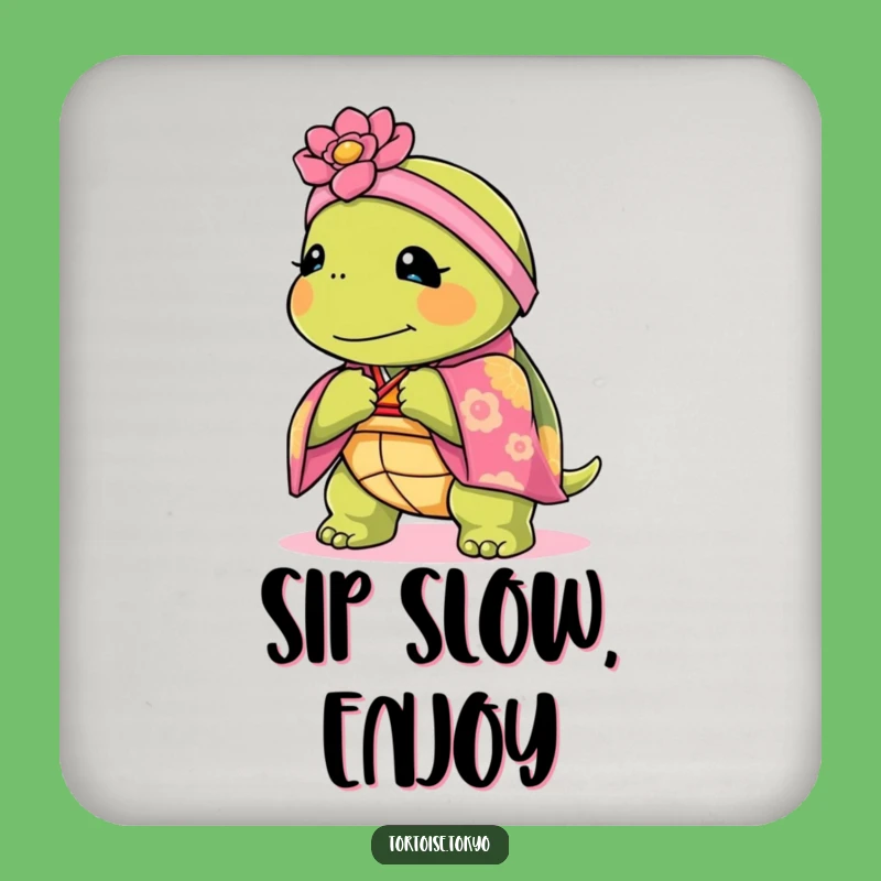 Funny Kawaii Tortoise Kimono Coaster Set: Add Elegance