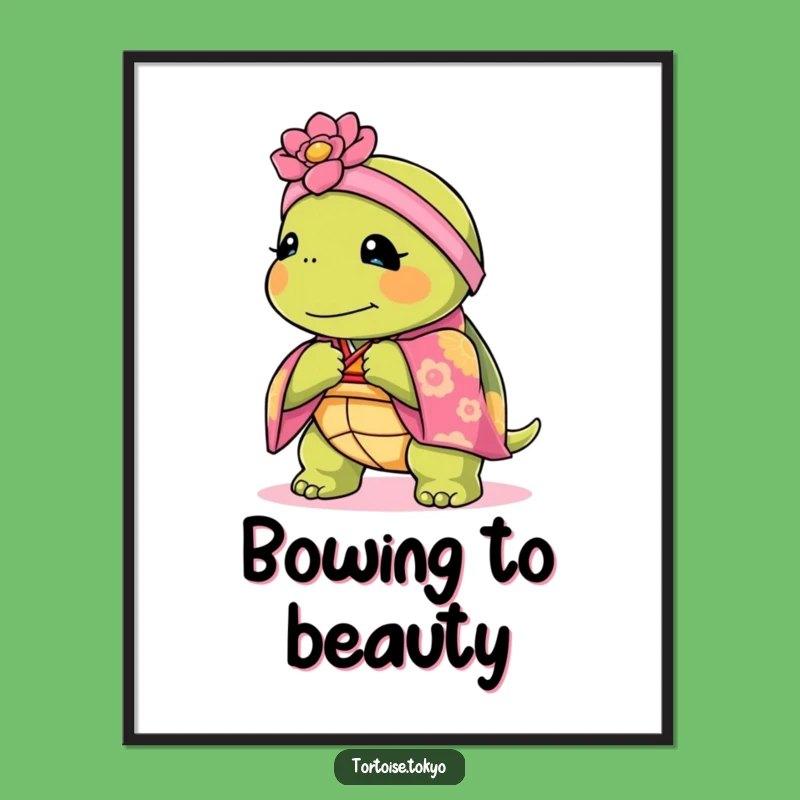 Funny Kawaii Tortoise Kimono Poster: Decorate with Elegance