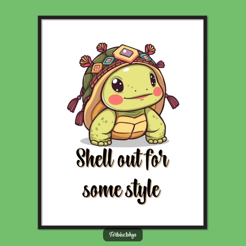 Funny Free Printable Wall Art: Tortoise Headwear Peek - Downloadable Quirky Decor