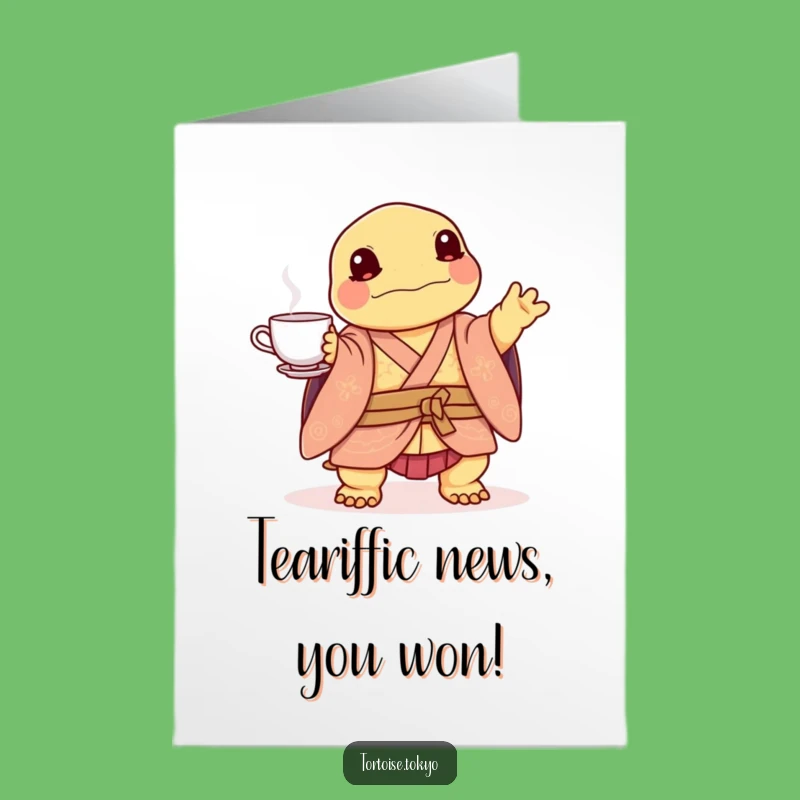 Free Printable Congrats Card: Charming Tortoise Tea Balance - Downloadable Celebration