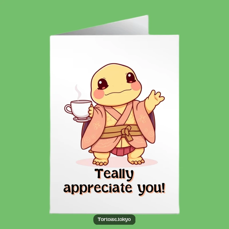 Free Printable Thank You Card: Amusing Tortoise Tea Set - Downloadable Gratitude