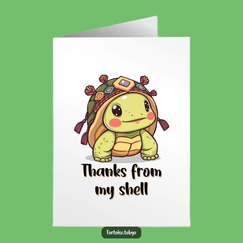 Free Printable Thank You Card: Charming Tortoise Headwear Peek - Downloadable Gratitude