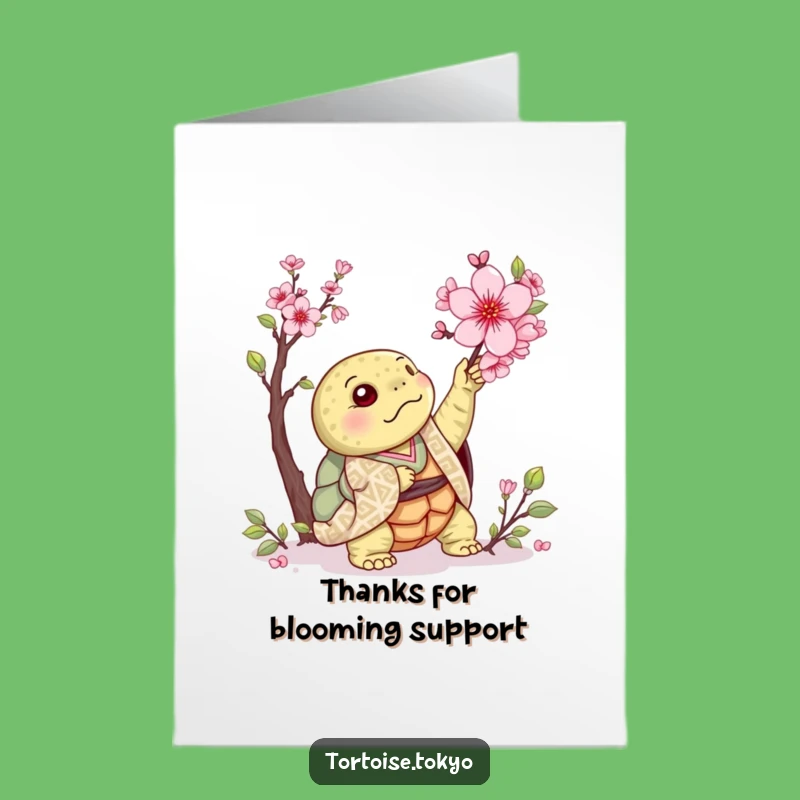 Free Printable Thank You Card: Gentle Tortoise Blossom - Downloadable Gratitude
