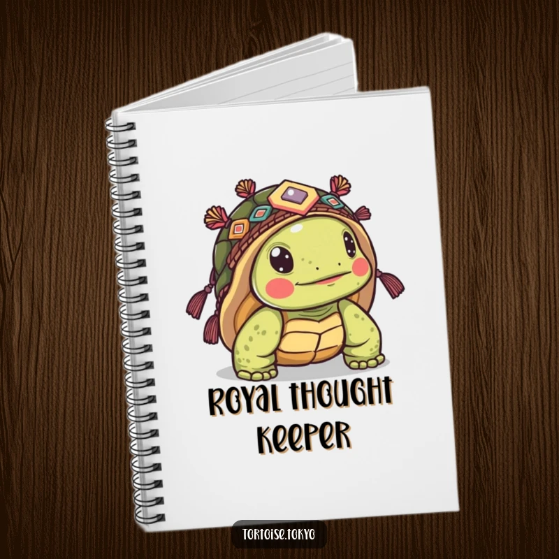 Funny Kawaii Tortoise Notebook: Adorable tortoise in headwear, peeking from shell, ideal for journaling with humorous charm.
